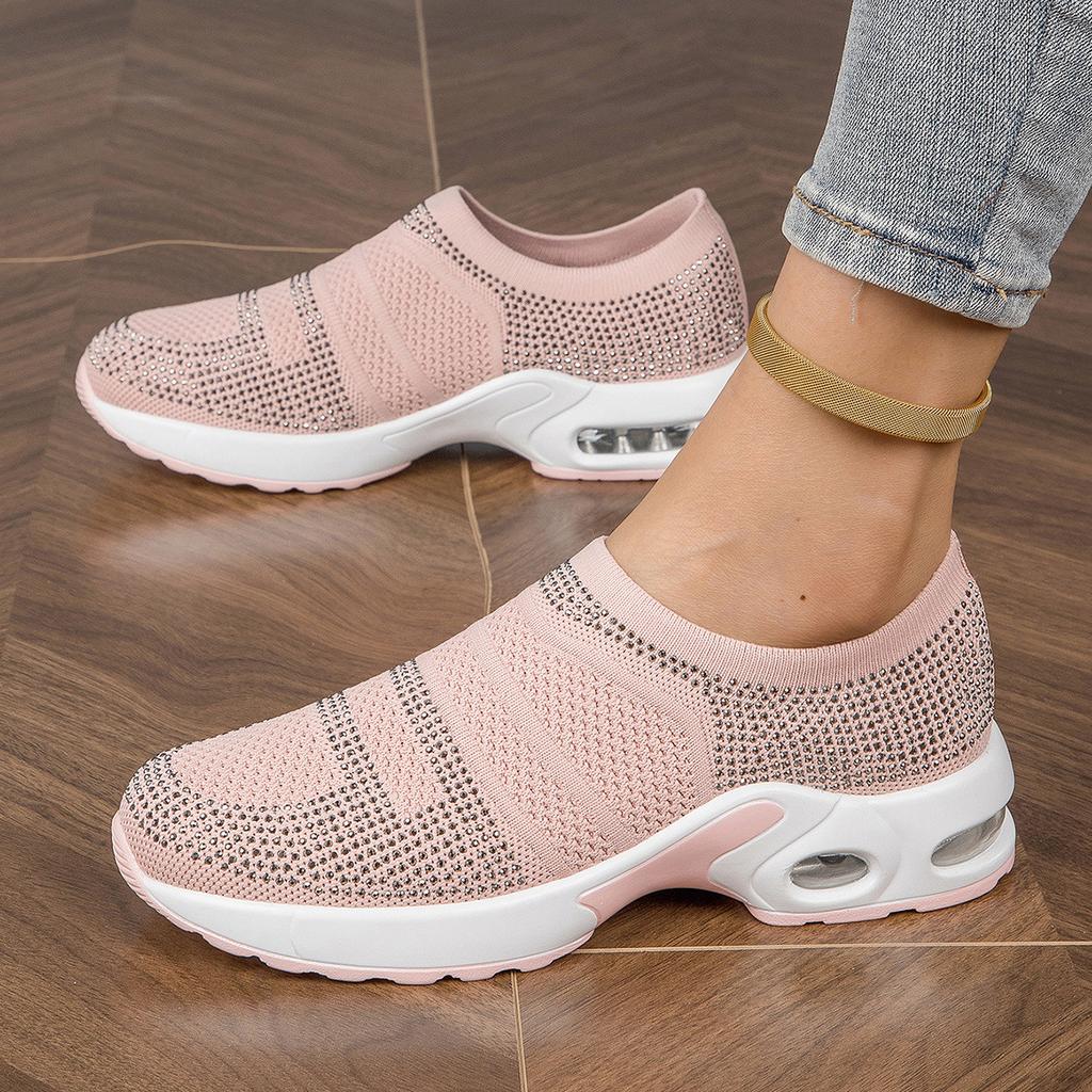 New Fly-woven Large-size Women's Shoes, Sports Soft Sole, One Pedal, Breathable, Casual and Comfortable Running Women's Shoes