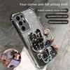 Luxury Glitter Mirror Rabbit Stand Holder Phone Case For Samsung S26 Ultra S25 Edge S24 S23 Plus FE Four Corner Protection Cover