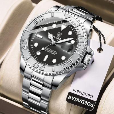 Top Luxus Herrenuhr Business Quarz Mann Uhr Sport Wasserdicht Leuchtend Datum Edelstahl Herrenuhr Männeruhr