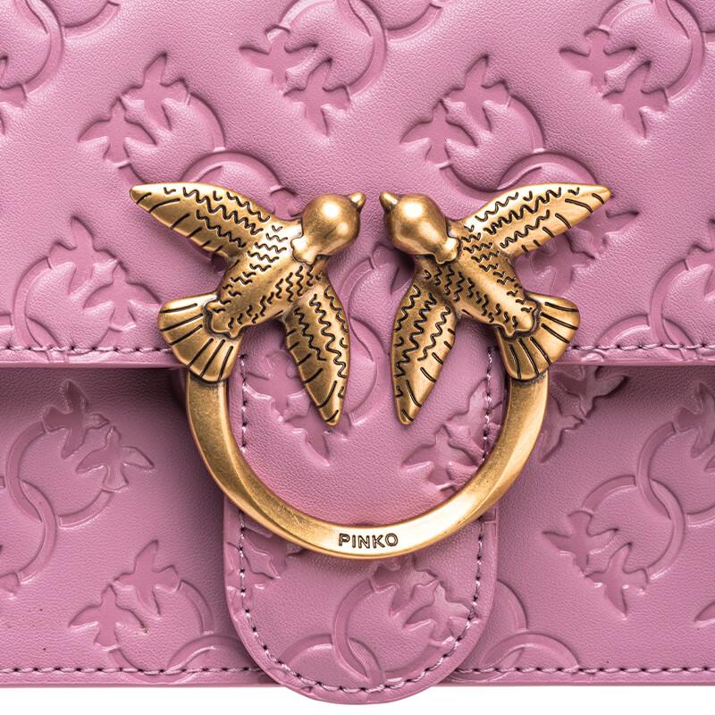 PINKO Women's Classic Embossed Love Crossbody Bag