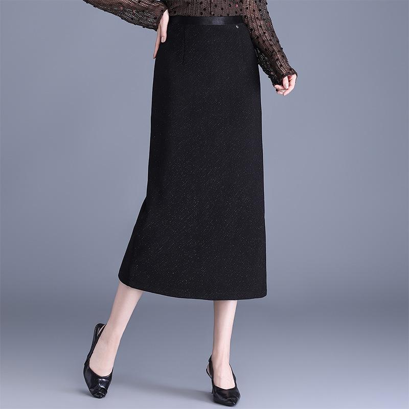 2026 Spring/Summer Elegant High-Waisted Bodycon Midi Skirt with Slit