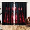 Set Of 2 Gothic Floral Window Curtains Polyester Halloween Decor Home Curtain Light Blocking Made With Rod Pocket