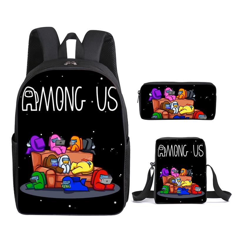 Amongus Space Werewolf School Bag Three-Piece Game Merchandise Elementary And Middle School Students Backpack Pencil Bag Satchel pencil case