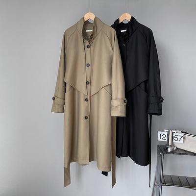 Design and Temperament, Small Loose Windbreaker Coat, Women's Autumn and Winter Waist Slimming Mid-length Coat