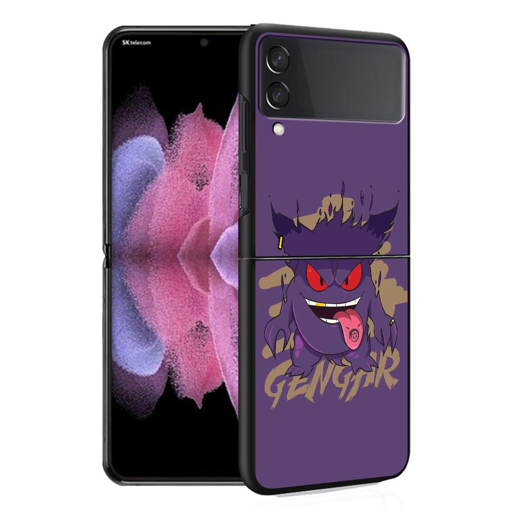 Luxusní pouzdro pro Samsung Galaxy Z Flip 4 3 5G Černé PC Tvrdé Pouzdra na Telefon Módní Zadní Kryt ZFlip Funda Pokemon Gengar Cool Skořepina