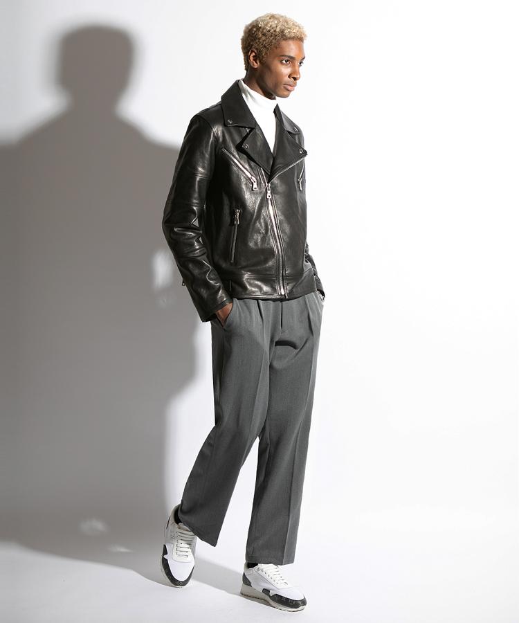 Seuteulaikeu Elegant One-Pleated Trousers (Grey)