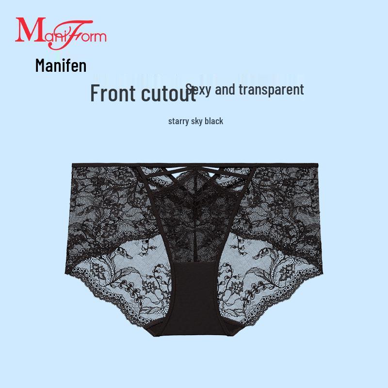Maniform Women's Sexy Lace Mid-Low Waist Briefs