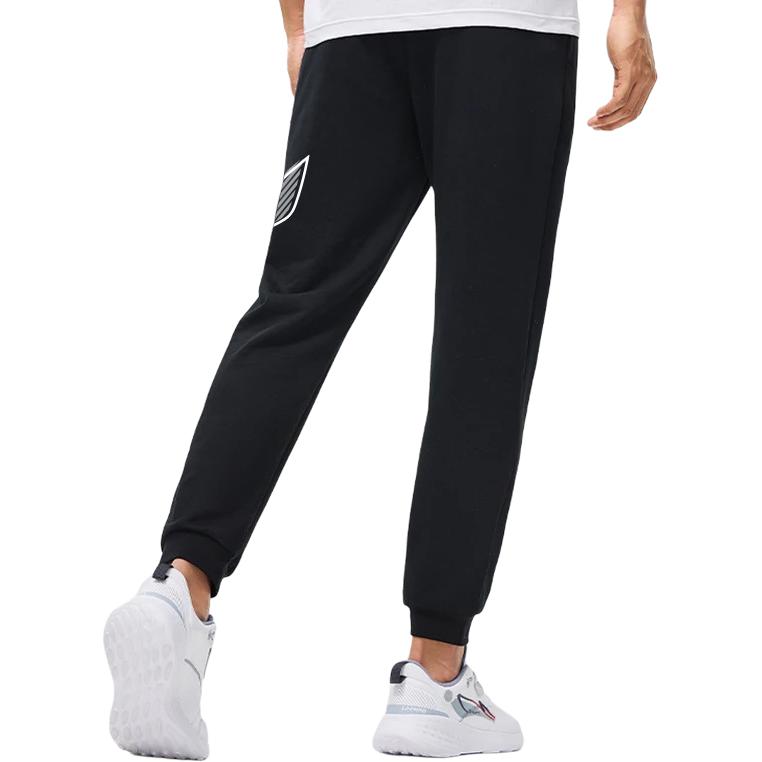 Li Ning Sports Lifestyle Series Knitted Cuffed Mid-Waist Drawstring Casual Pants Men Bottoms Black YKLU155-1