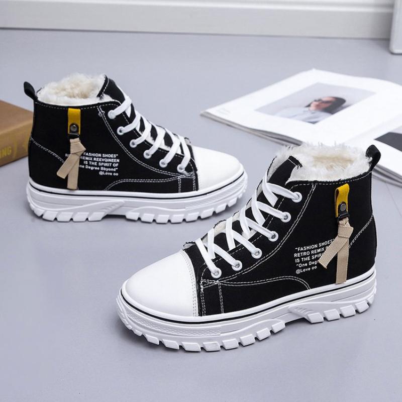 модные парусиновые зимние кроссовки женские повседневные туфли кроссовки на платформе — фото 5