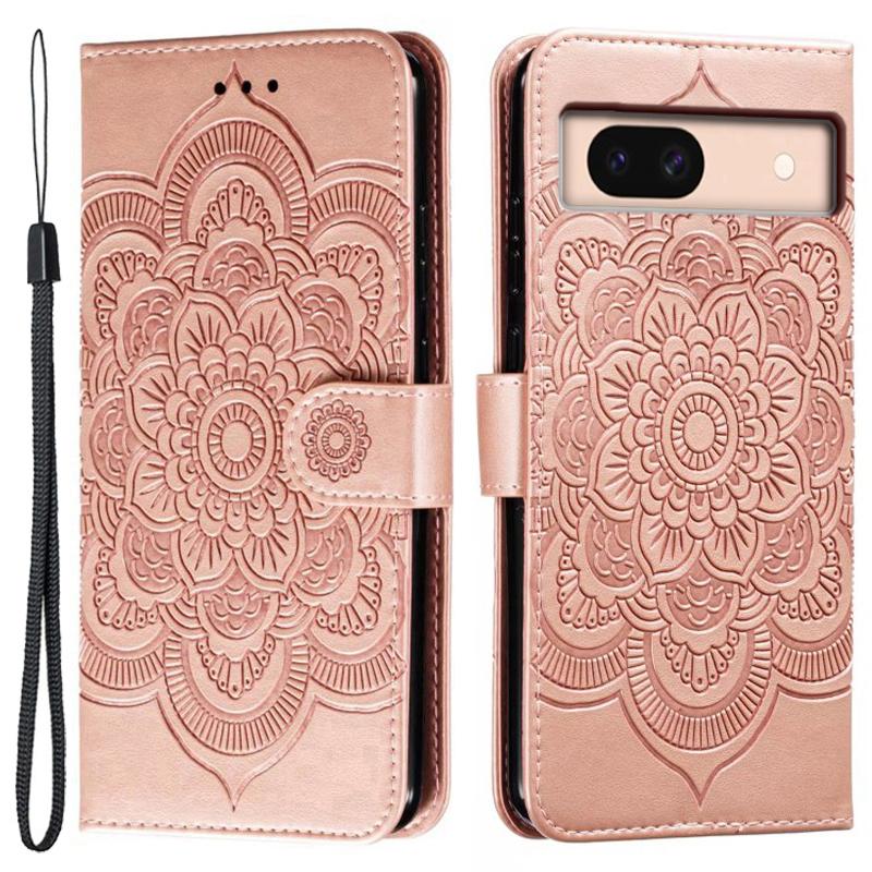 For Google Pixel 8a Case PU Leather Mandala Imprinted Design Wallet Phone Cover