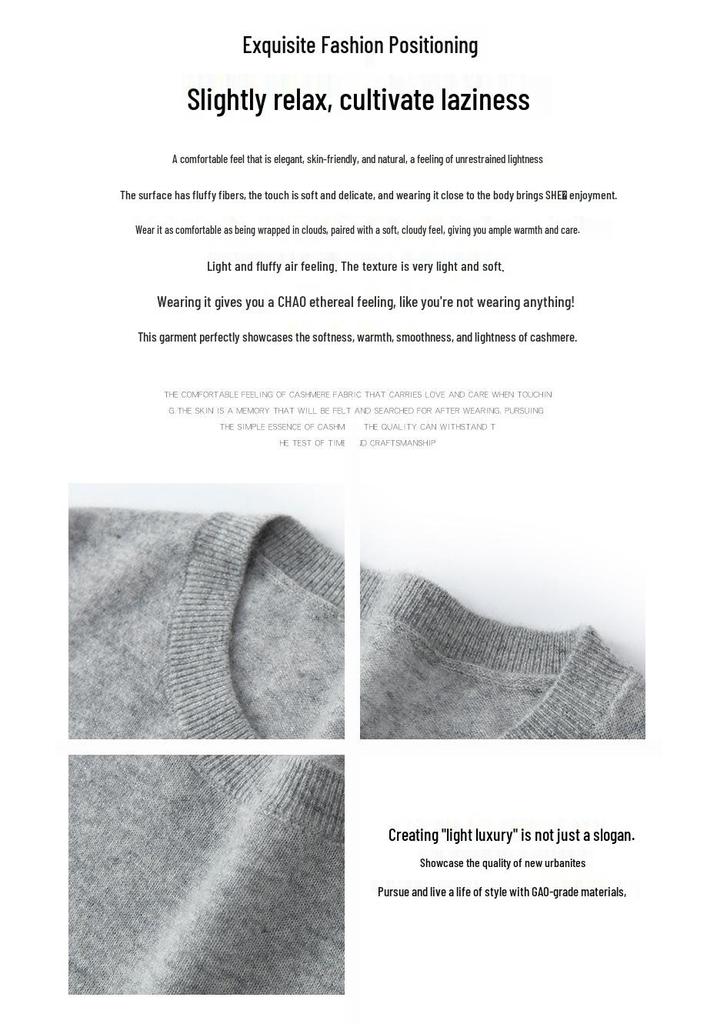 High-End Women's Pure Cashmere Winter Sweater - Round Neck, Versatile Solid Color Knit Pullover
