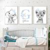Personalize Baby Name Wall Decoration Painting Customize Nursery Wall Art Poster For Kids Bedroom Deco Animals Canvas Painting