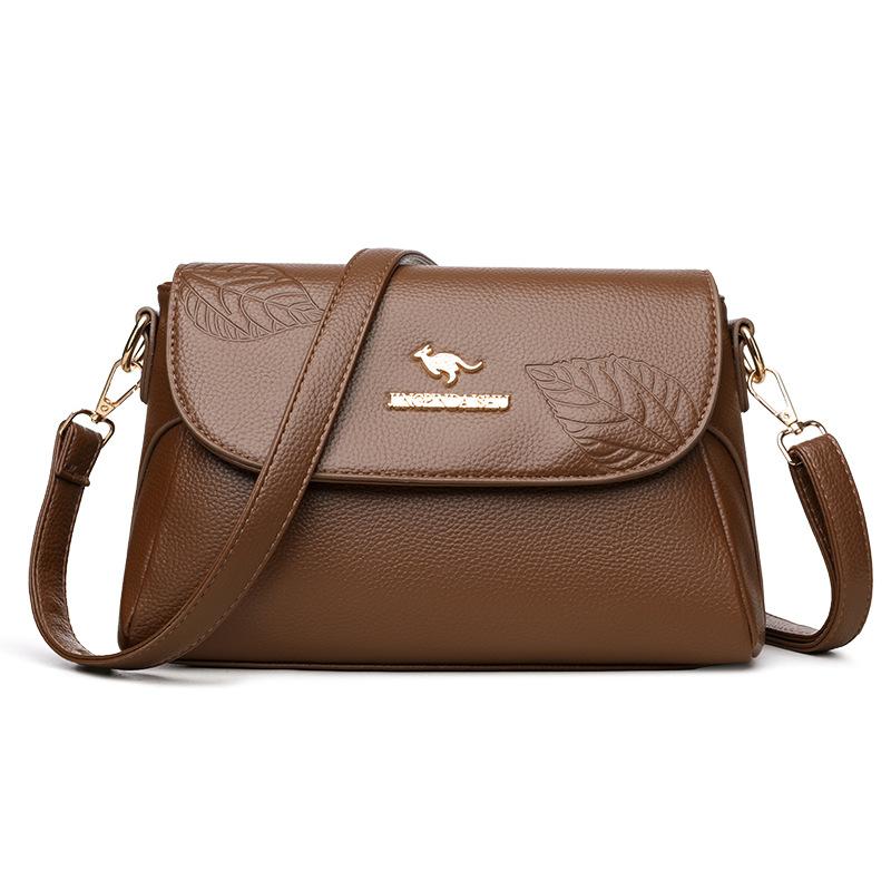 

Мягкая кожаная сумка на одно плечо Сумка через плечо для женщин среднего возраста коричневый