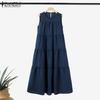 ZANZEA Womens Round Neck Sleeveless Casual Long Tank Dress