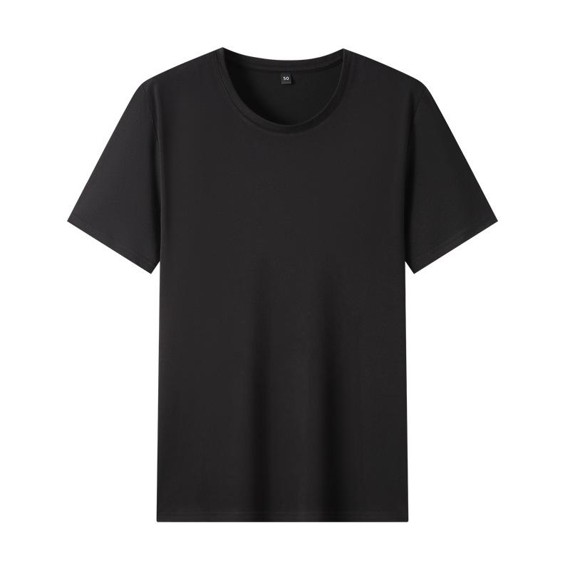 Kurzärmliges T-Shirt für Herren, Sommerkleidung, Rundhalsausschnitt, Dünne Unterseite mit Maulbeerseide, Modisches Baumwoll-T-Shirt