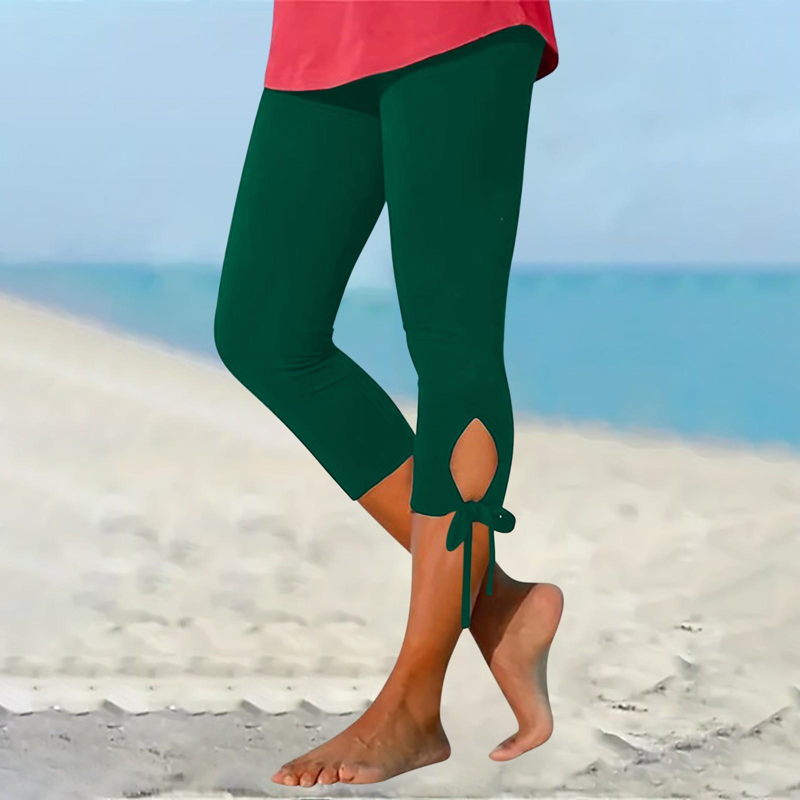 

Pants For Women Stretch 3/4 Length Leggings Casual Athletic Running Workout Yoga Pants S зелений