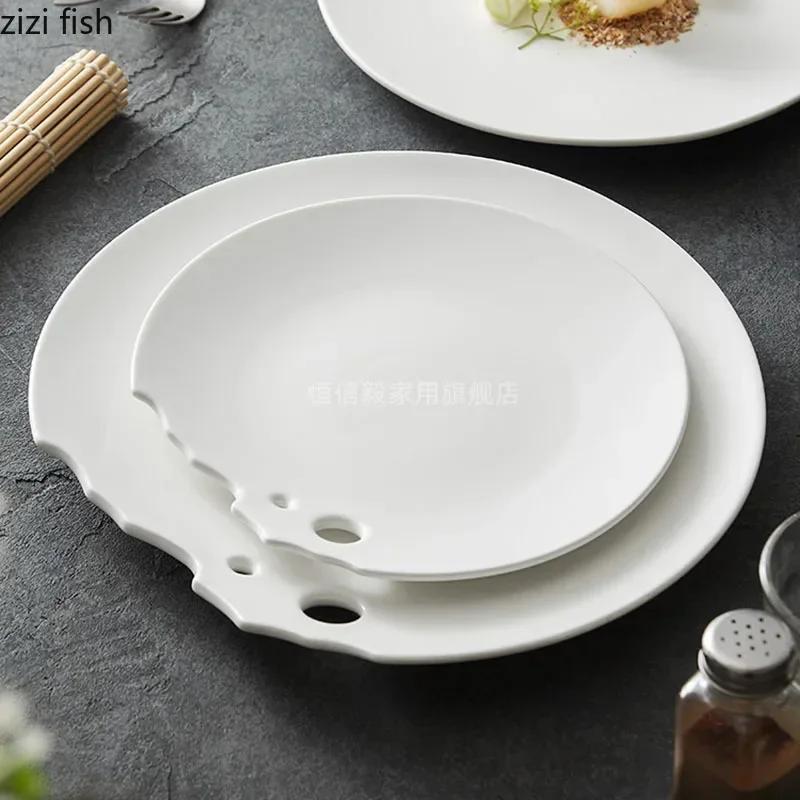Irregular Ceramic Shallow Plate Creative Breakfast Plate Dessert Plate Cooking Plates Molecular Cuisine Specialty Tableware