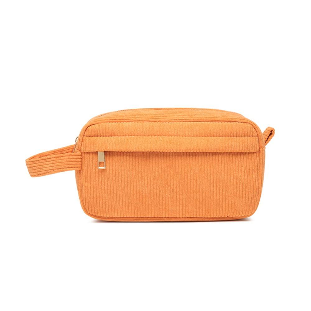 

Solid Color Corduroy Cosmetic Bag Zipper Pouch Makeup Bag Wash Toiletry Storage Bag Lipstick