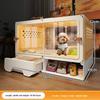 Cage pour Petit Chien avec Toilettes Luxe Une Pièce Un Salon Villa pour Animaux de Compagnie Cage pour Chiots avec Zone Toilettes Séparée Maison pour Chiens d'Intérieur