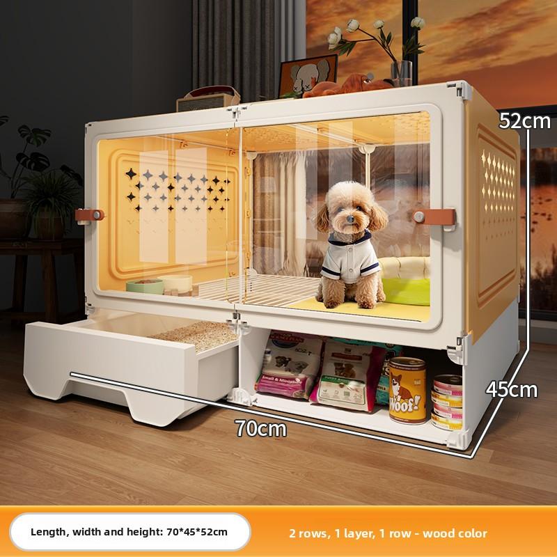 Cage pour Petit Chien avec Toilettes Luxe Une Pièce Un Salon Villa pour Animaux de Compagnie Cage pour Chiots avec Zone Toilettes Séparée Maison pour Chiens d'Intérieur