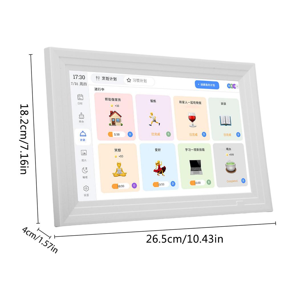 Digital Calendar Planner 10.1 Inch IPS Full View LCD Screen Interactive Calendar APP Management Seamless Scheduling Chore Chart