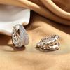 Luxury Female White Zircon Stone Hoop Earrings Vintage Fashion Silver Color Wedding  For Women