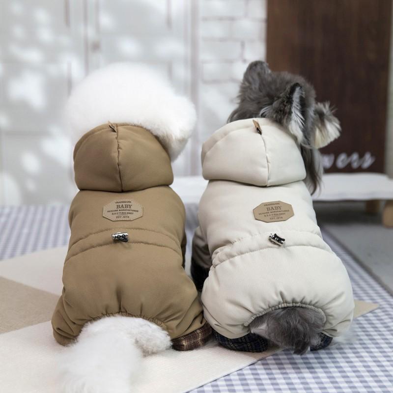 Dog Cotton Warm Coat 4-Leg Design Korean Style Plaid Pet Sweater Winter Small Medium Large
