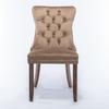 Nikki Collection High-end Tufted Solid Wood Contemporary Velvet Upholstered Dining Chair with Wood Legs Nailhead Trim 2-Pcs Set, Khaki, DE2001KK