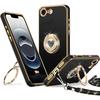 Protective Case - BOOLING - for iPhone 16e - Flexible - Black - Heart Pattern with Lanyard