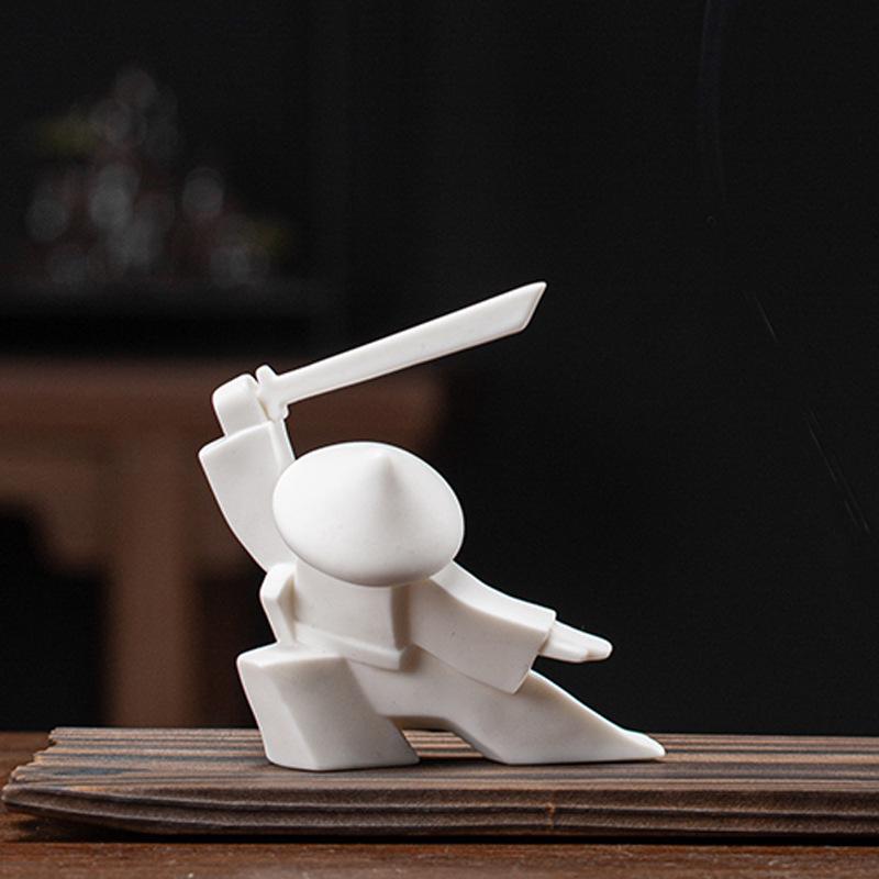 Japanese Samurai Incense Stick Holder Creative Modern Swordsman Design Ceramic Tea Ceremony Ornaments Home Office Decor Crafts