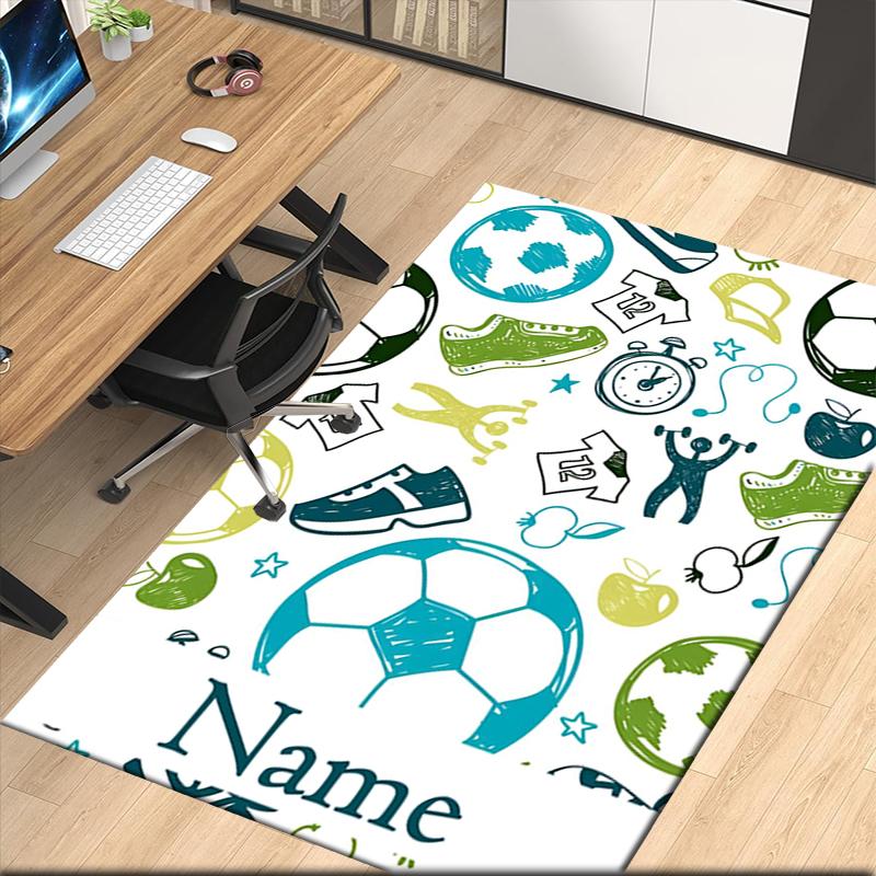 Benutzerdefinierter Fußball-Teppich mit Namen, für Bürostuhl, Wohnzimmer, Schlafzimmer, Küche, Dekor, Geschenke.