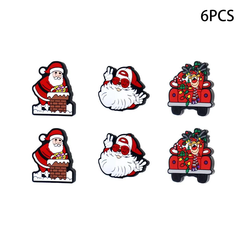6/32PCS Multi-Size Christmas-Themed Silicone Beads Set, Perfect for DIY Crafting Keychains, Necklaces, Bracelets & More