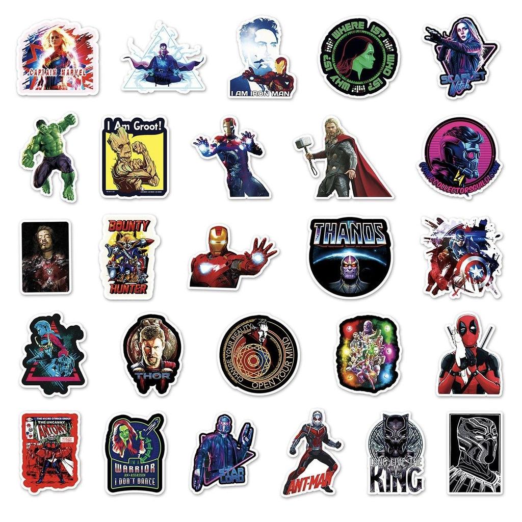 52Pcs Marvel Superhero Stickers, Captain America & Iron Man Waterproof Decals, DIY for Luggage, Phone, Tablet, Laptop, Water Bottle