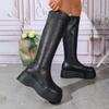 The thick-soled and slimming long boots for women in the 2025 autumn/winter new Qualcomm non-knee riding boots