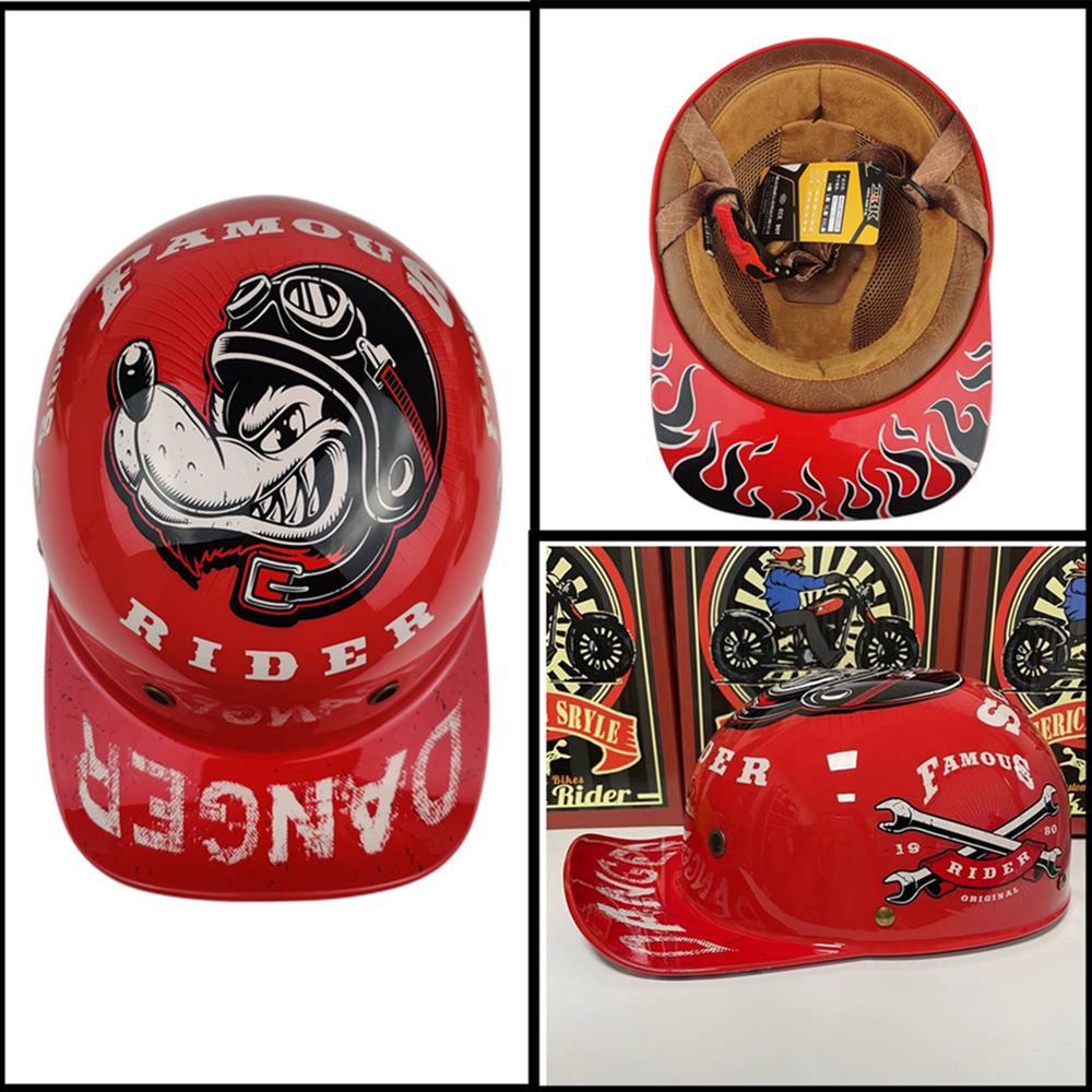 Retro Open Face Motorcycle Helmet Unisex Vintage Style Scooter Baseball Cap Half Hat for Chopper Electric Motorcycles