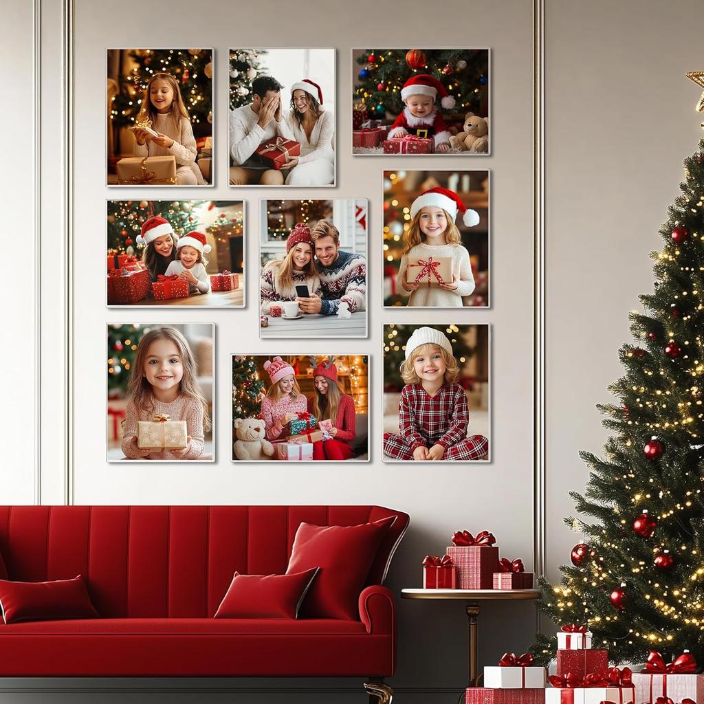 8.5 X 11 Acrylic Picture Frame, Horizontal/Vertical Clear Photo Frame for Wall with Tape, No Drilling Floating Hanging Frameless Picture Frame, Wall