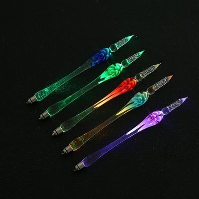1 Conjunto Caneta Tinteiro Transparente com Flor Dentro Caneta de Vidro para Escrita Cristal Falso Caneta Tinteiro Presente para Estudante