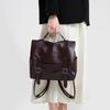 SHELKSBAG Preppy School Style Backpack Womens Shoulder Bags Vintage Quality Soft Leather Handbag for Women Casual Travel Daily