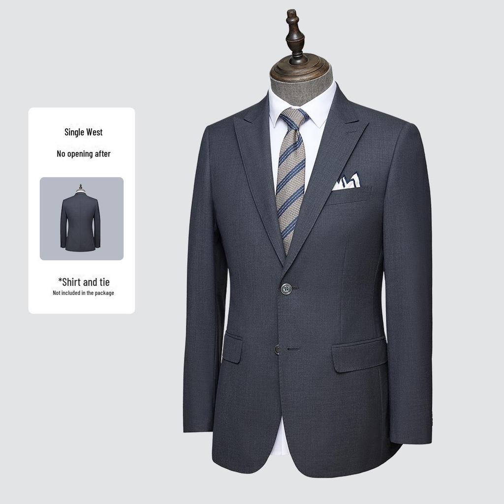 High-End Grå Ull Herre Businessdressjakke