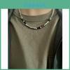 Geometric Beaded Agate Necklace With Steel Chain For Women And Men