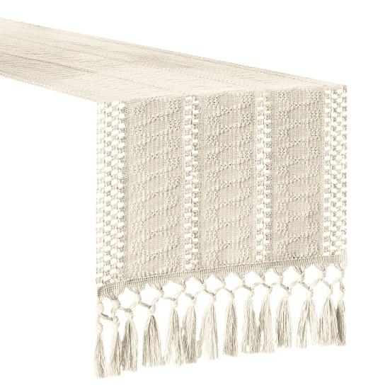 

Бохо Дорожка на стол Фермерский дом Тканая Макраме Дорожка на стол Домашний декор Деревенская Дорожка на стол с кисточками для декора обеденного стола 120cm слоновая кость