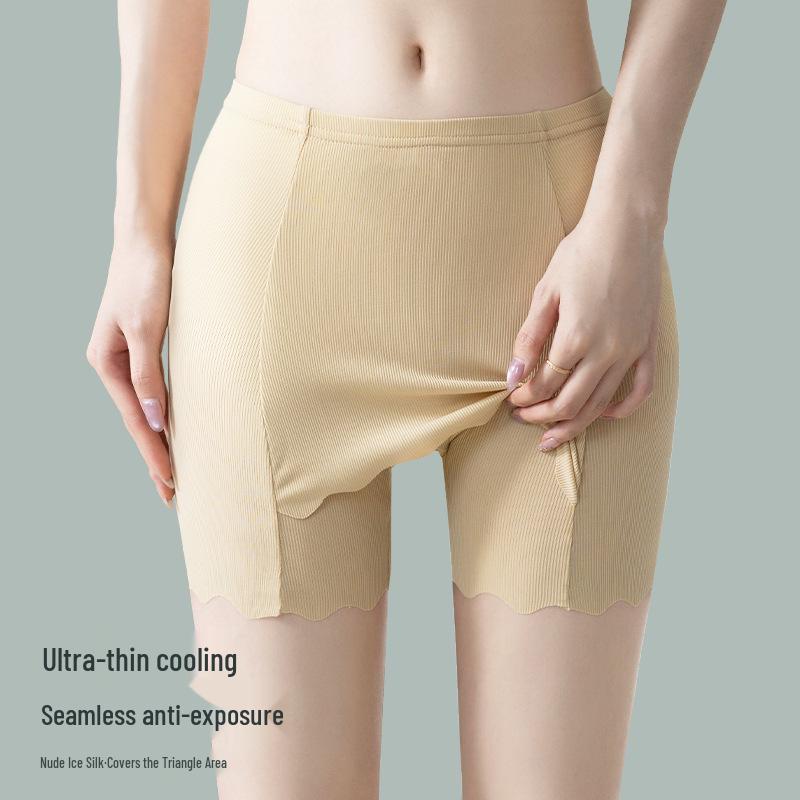 Women's Ice Silk Seamless Safety Shorts - Double Layer, Anti-Exposure, No-Roll Edge, Summer Thin Base Layer