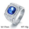 Hip-Hop Rock Octagonal Three-Dimensional Diamond Ring, Luxurious Round Zircon Titanium Steel Men'S Ring