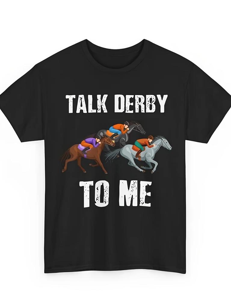 Men's T-Shirt Talks About the Derby Give Me a Kentucky Jockey Club T-shirt - a Vintage Derby-patterned Shirt Featuring Running Horses and Jockeys, Fas