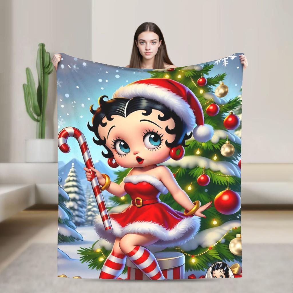B-Bettys Boops Throw Blanket for Couch  Soft Fuzzy Plush Blanket 50x60 Inch Multi-size Bedspread for All Seasons