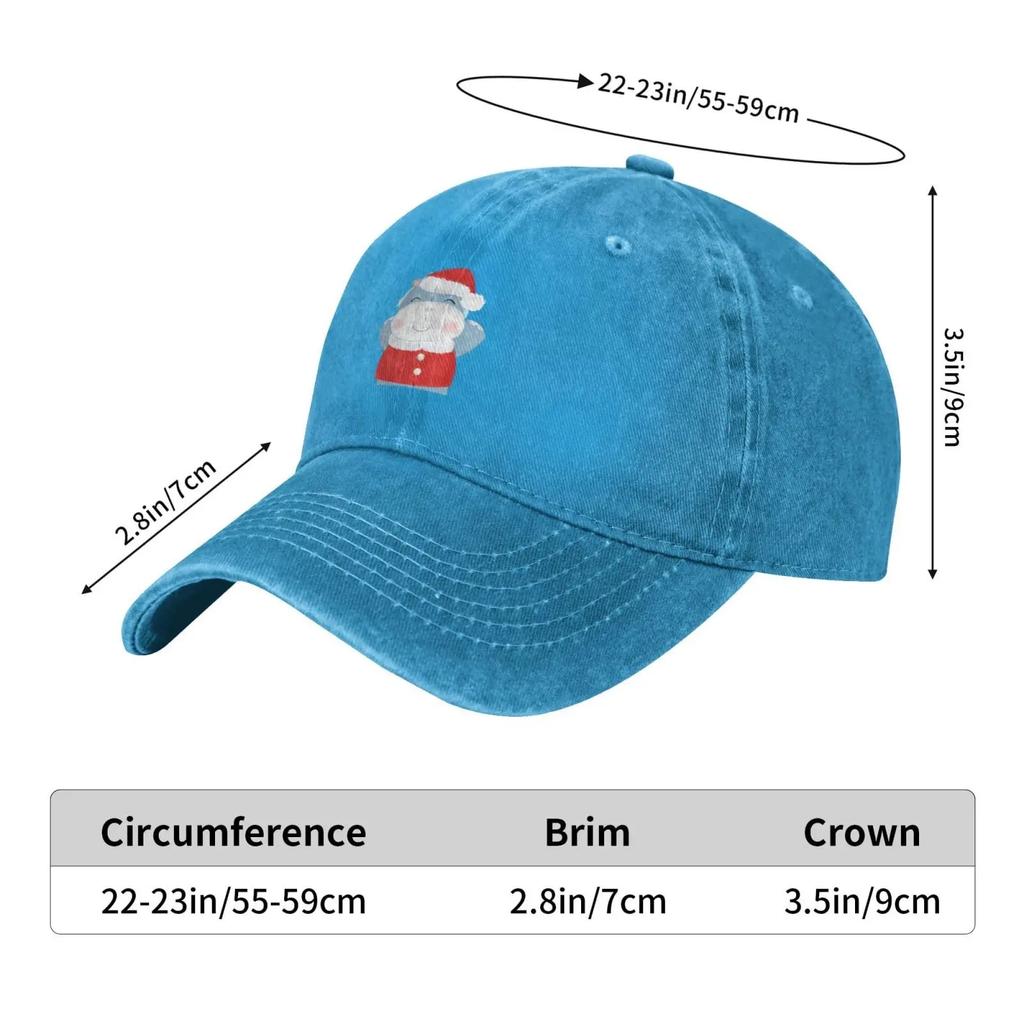 Cute Christmas Hippo Watercolor Style Baseball Cap for Men Women Vintage Trucker Hat Golf Hats Dad Caps