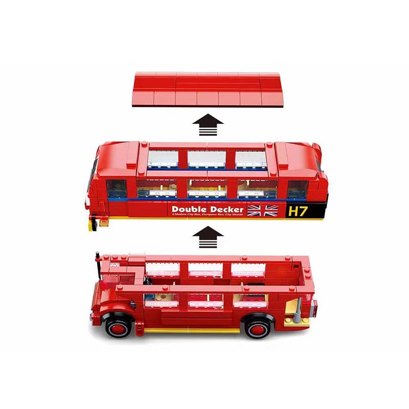 Blocchi da costruzione Città Scena Autobus rosso a due piani di Londra 382 pezzi Mattoni Modello di costruzione Giocattoli Bambini Ragazze Ragazzi Regali