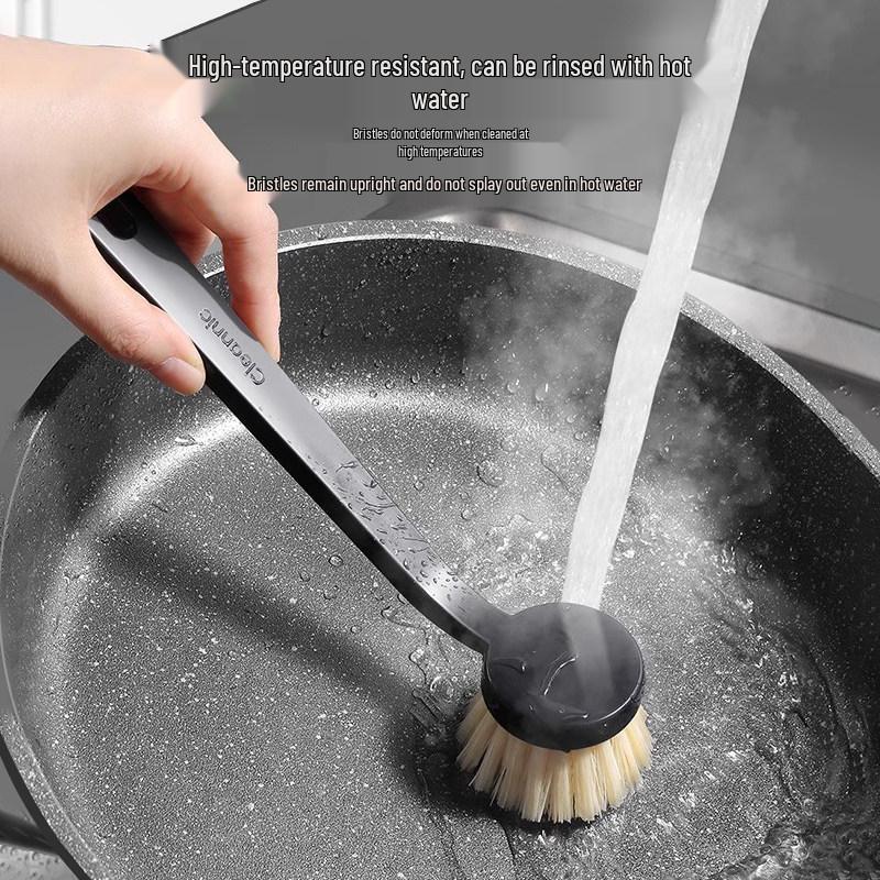 Japanese Long-Handled Non-Scratch Pot Brush for Stain and Oil Removal