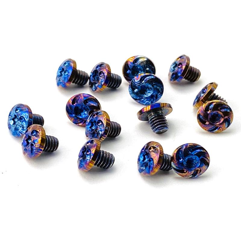2pcs Timascus CNC Custom Damascus Titanium Knife DIY Making Accessories M4 Screws T10 Torx Half Round Head Button Spindle Nail Rivet