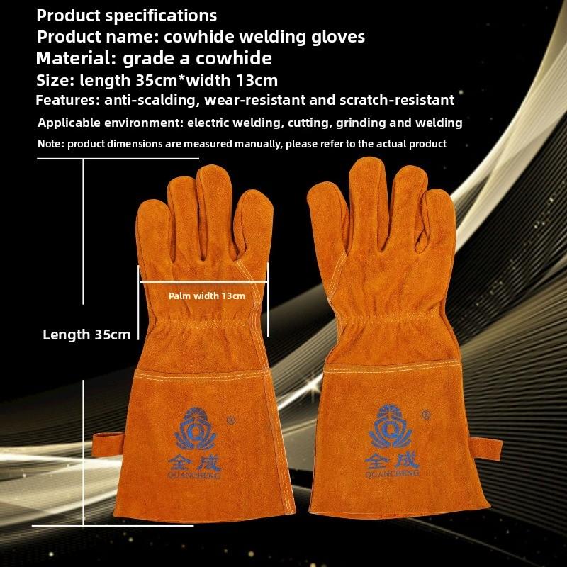 Welding Gloves, High Temperature Resistant Cowhide Oven Mitts, Heat Insulation, Fireproof Gloves